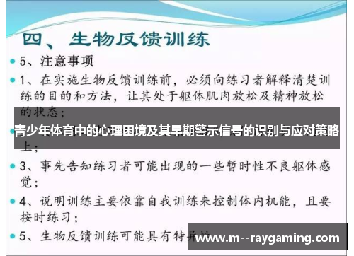 青少年体育中的心理困境及其早期警示信号的识别与应对策略